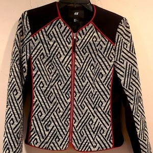 H&M Blazer - Geometric Pattern, Red, Black, White